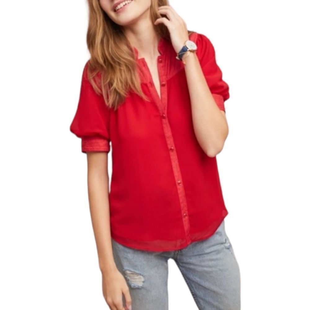 NWOT Anthropologie MOULINETTE SOEURS Puff Sleeve Blouse 4